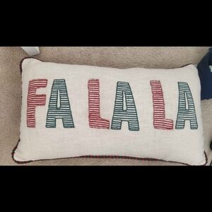 Kirklands Fa La La Holiday Pillow - Red and Green